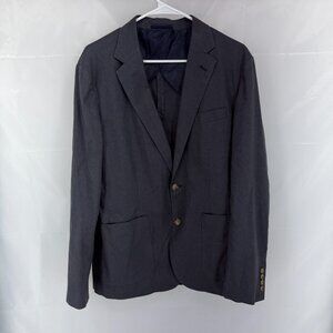 J Crew Men M Suit Jacket Classic Fit Blazer 2 Button Blue Gray Hemp Work Commute